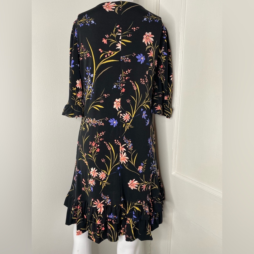 CeCe NWT Black Floral Ruffle Dress - Picture 8 of 9